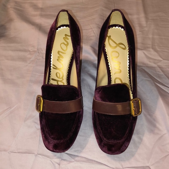 NWT Sam Edelman Wine Suede Loafer Heels SZ 6 - Picture 5 of 8